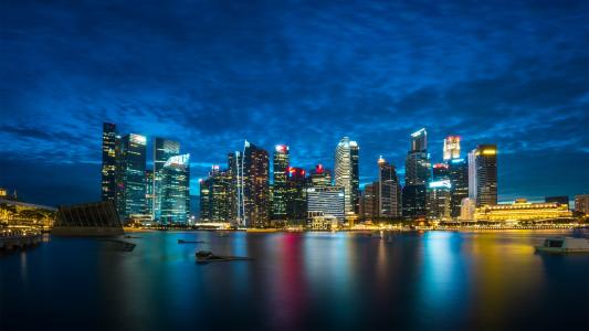 夜景下的新加坡美景