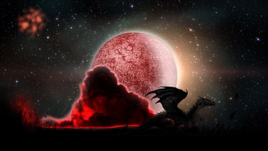 龙在红月亮