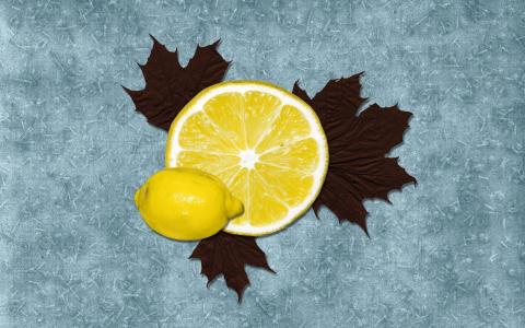 叶子上的柠檬片