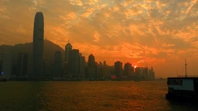 香港维多利亚港夕照自然风光图片