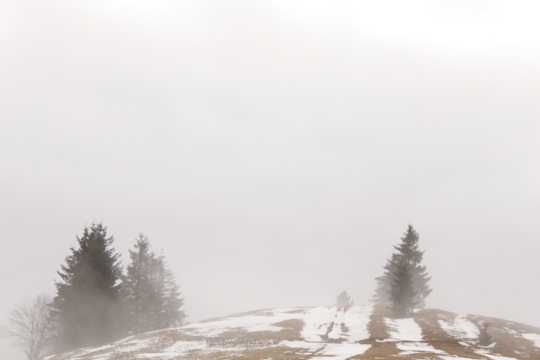 云雾下的雪景图片