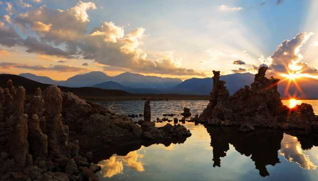 美国加州莫诺湖夕阳景象图片