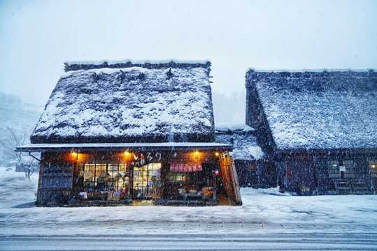 日本白川乡雪景光景图片