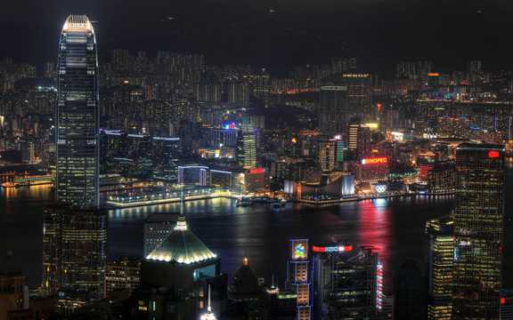 香港都市夜景迷人风光