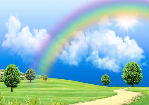 草坪上的彩虹图片