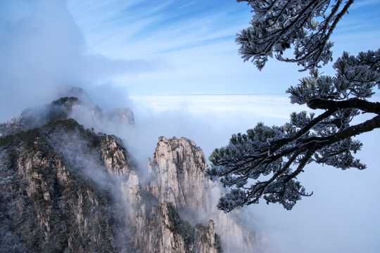安徽黄山雪景图片